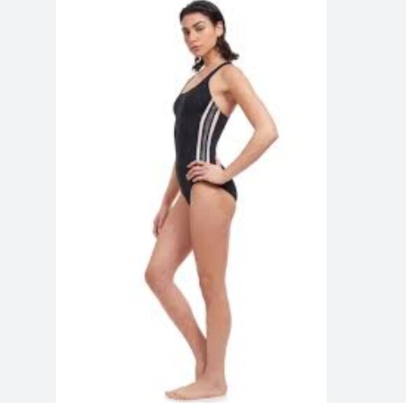 Gottex Free Sport UPF 50+ One Piece Swimsuit Black/White Size 12 NWT